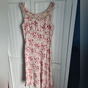 Ann Taylor Loft Cream Pink Floral Dress Size 6
